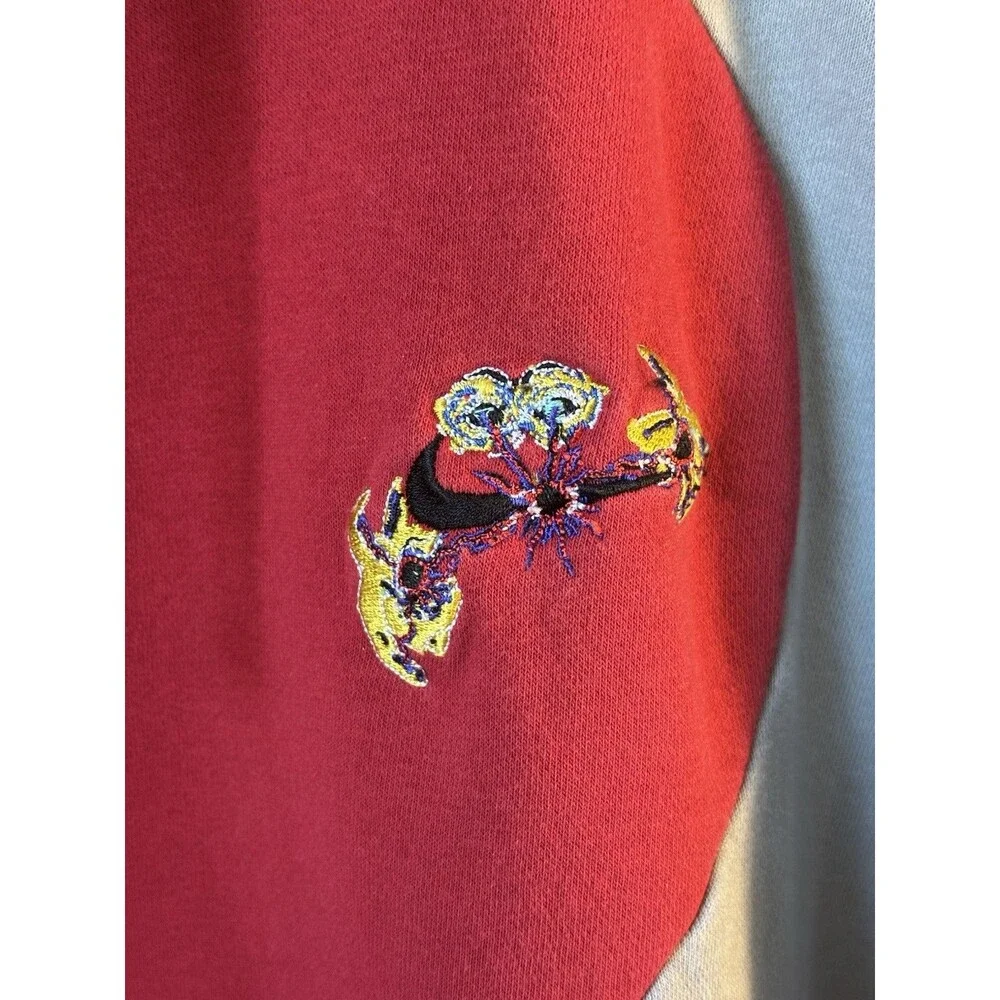 Nike Sportswear Club Galaxy Hoodie Pullover Sweatshirt Red Gray Space Detail  L